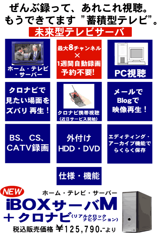 8チャンネル×1週間録画「iBOXサーバM」